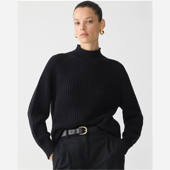 J.CREW BLACK RELAXED ROLLNECK KNIT SWEATER TOP SZ XS - Picture 1 of 5